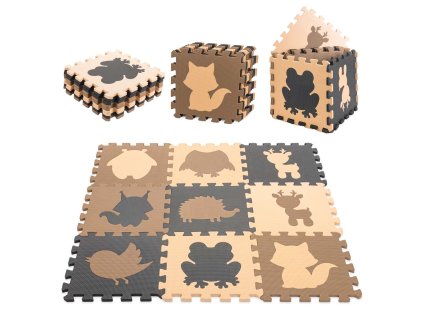 Hrací podložka pěnová puzzle vzdělávací béžová 85 x 85 cm 9 dílků