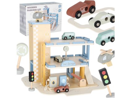Garaz drewniany parking samochodowy pietrowy stacja benzynowa 178925