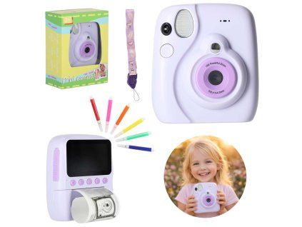 Dětský digitální instantní fotoaparát 16x náplně 8 GB fialový