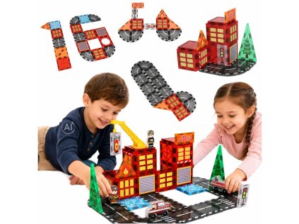 Klocki magnetyczne konstrukcyjne 3D straz pozarna 48 elementow 188383