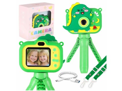 Dětský digitální fotoaparát se stativem zelený dinosaurus 8 GB