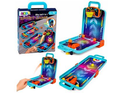 Mini arkádová hra 3v1 Basketbal Pinball Kuželky Přenosný kufřík