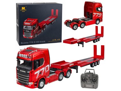 RC Náklaďák Scania 770S Huina S Návěsem Červený 1:18