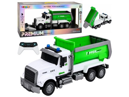 RC sklápěčka s pohyblivou korbou zelená 1:14