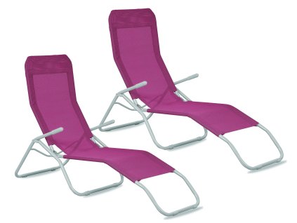 Zahradní lehátko Aga SIESTA 2x Tmavě růžové