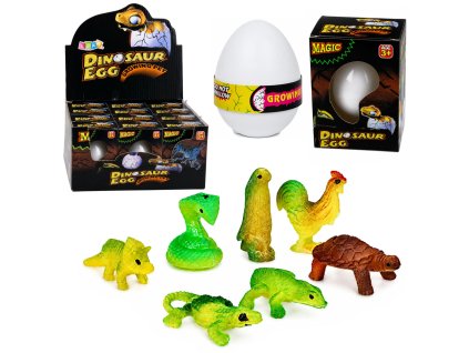 Kouzelné vykuklávací dinosauří vejce bílé 6,5 cm ve vodě