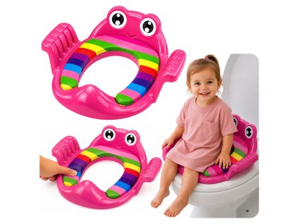 Dětské WC sedátko měkké s úchyty růžové