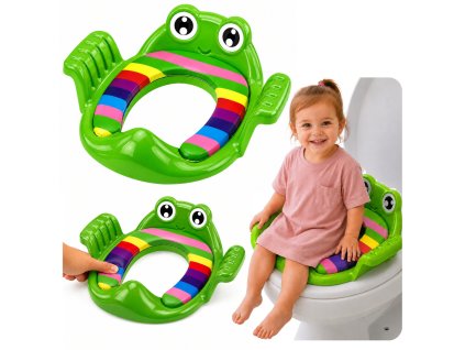Měkké zelené dětské WC sedátko s úchyty