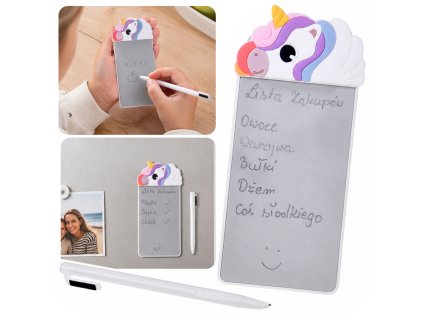 Magnetická tabulka Jednorožec na lednici s rysíkem se stylusem