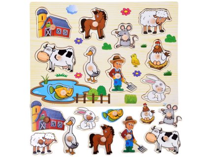 Dřevěné puzzle Farma s úchyty 10 dílků