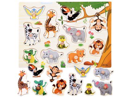 Dřevěné puzzle DŽUNGLE s úchyty 11 dílků