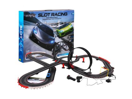 Autodráha 10metrová pro děti 6+ + Ovladače + 2 autíčka 1:43 + Světla + 2 smyčky 360