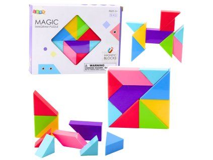 Magnetická barevná stavebnice Tangram 9 dílků