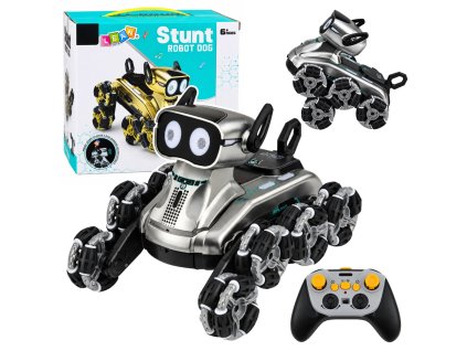 Robotický pes Dálkově ovládaný RC 8 kol Triky Stříbrný