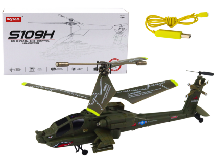 RC vrtulník Apache Syma S109H vojenský dálkově ovládaný khaki
