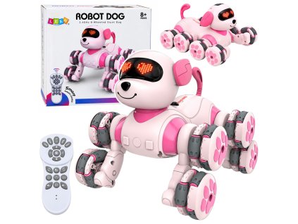 Robotický pes dálkově ovládaný 8 kol akrobacie 360° růžový