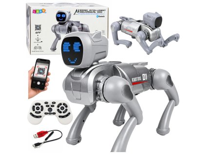 Robotický pes RC AI Programovatelný Stříbrný