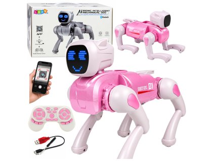 Robotický pes RC AI Programovatelný Růžový