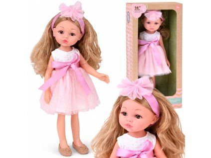 Panenka baletka 35 cm s blond vlasy a růžovými šaty ZA6440