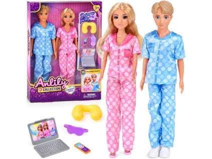 Sada panenek Anlily dívka a chlapec Pyžamová párty + doplňky