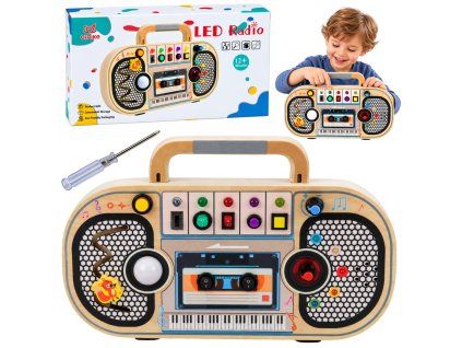 Dřevěné interaktivní rádio manipulační deska LED světla zvuky