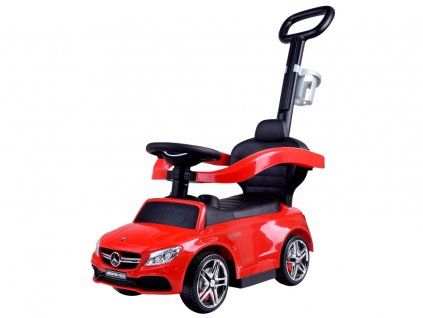 Odrážedlo Mercedes-Benz s vodící tyčí červené