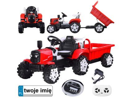 Elektrické autíčko Traktor s přívěsem na akumulátor svítí