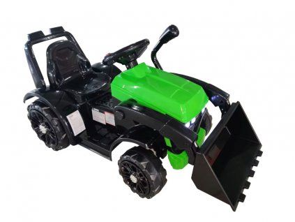 Dětský elektrický traktor s radlicí zelený