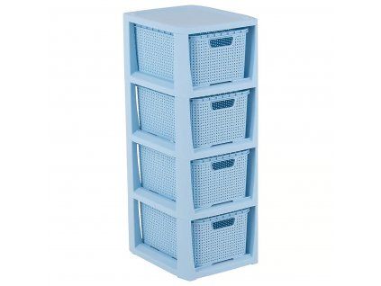 Regál se 4 šuplíky Rattan Blue BRANQ