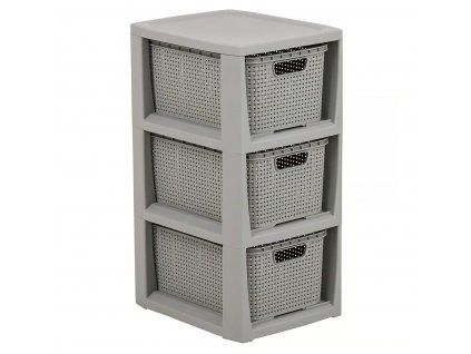 Šedý regál se 3 šuplíky Rattan BRANQ