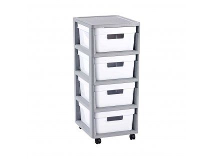 Regál se 4 šuplíky Infinity White / Grey 30 x 36 x 69 cm CURVER