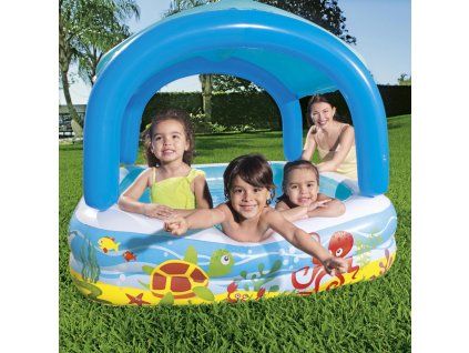 Dětský nafukovací bazén se stříškou 147 x 147 x 122 cm BESTWAY