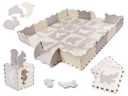 Pěnová podložka puzzle 36 ks šedá-ecru