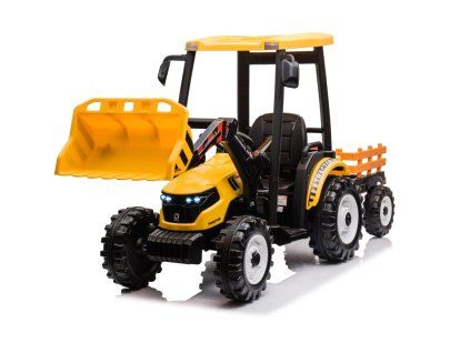 Elektrický traktor Mega D68 s přívěsem žlutý