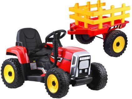 Dětský elektrický traktor s vlečkou červený