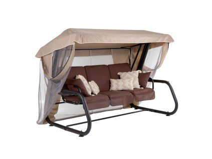 Zahradní houpačka Venezia Lux s moskytiérou, polštářky a bočními stolky H047-04PB PATIO