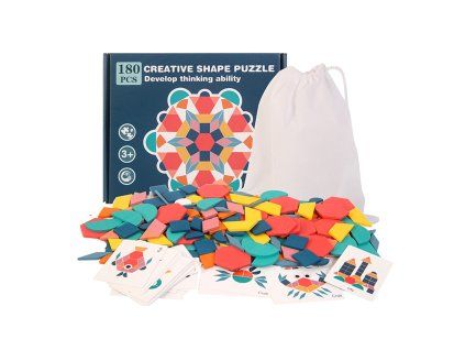 Aga Dřevěná puzzle geometrické tvary 180 dílů