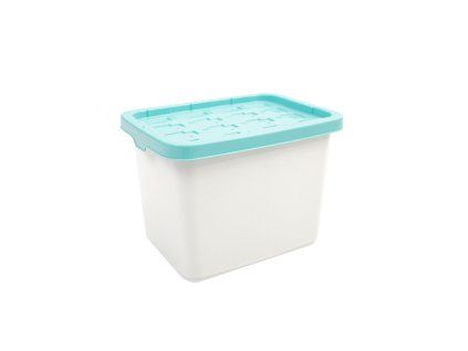 Doloni Úložný box s víkem 37x27x27 Bílý/Tyrkysový