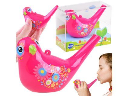 Hračka Ptáček Vodní píšťalka Water Bird růžová