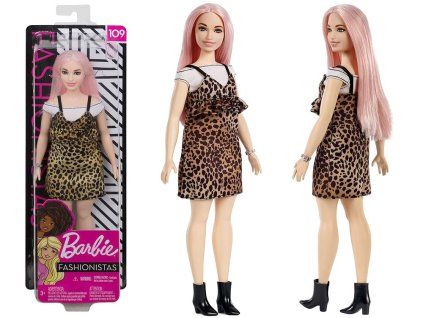 Panenka Barbie Fashionistas v leopardích šatech
