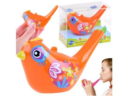 Hračka Ptáček Vodní píšťalka Water Bird oranžová