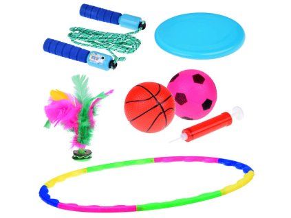 Sportovní sada Hula hop Disk Švihadlo Míčky Košíček 5v1