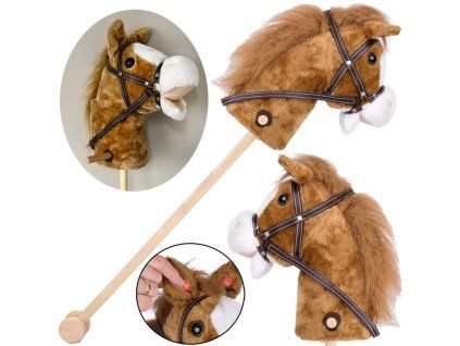Plyšový koník Hobby Horse se zvuky cvalu a řehtání + pohyblivá tlama světle hnědý