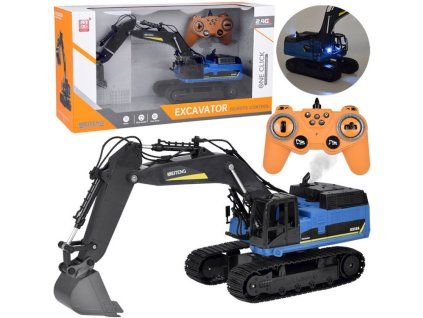 RC Bagr Robustní na pásech Kouř Světlo LED + Ovladač