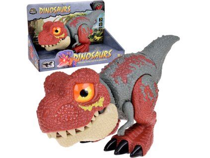 Pohyblivý DINOSAURUS Tyranosaurus Rex Zvuk + světlo ČERVENÝ