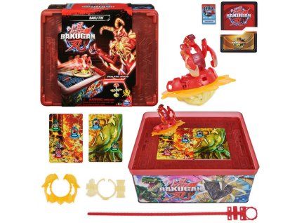 Figurky Bakugan v sběratelské plechovce s kartami