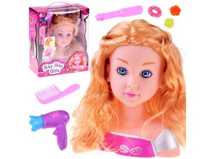 Panenka Česací hlava 20 cm s kadeřnickými doplňky Blondýnka