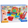 Interaktivní supermarket pokladna s vozíkem červeno-modrý