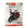 Motocykl k sestavení a šroubování 1:14 kovový červený