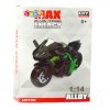Motocykl k sestavení a šroubování kovový 1:14 zeleno-červený